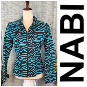 Nabi blue and brown zebra jacket.